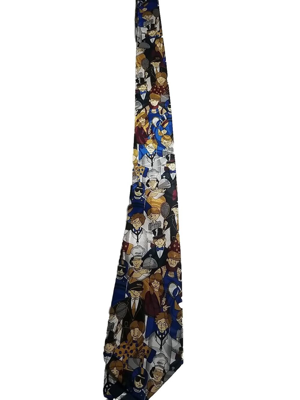 Vintage Everyday Career Worker People Hand Made Blue Necktie Tie